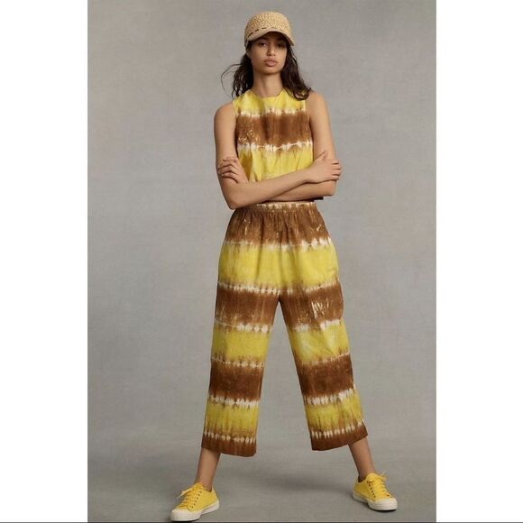 NEW Anthropologie WHIT TWO Striped Tie-Dye Pullover Pant & Top Set Medium Petite - Picture 1 of 4